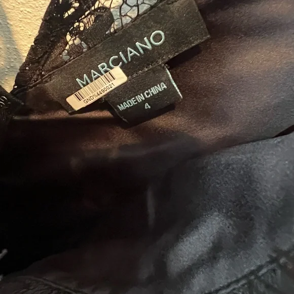 Marciano Vneck Black Lace Lined Cutout Mini Dress Size 4 - Picture 9 of 10